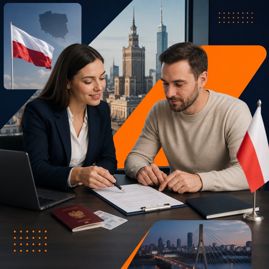 Приклад креативу для послуг легалізації в Польщі.